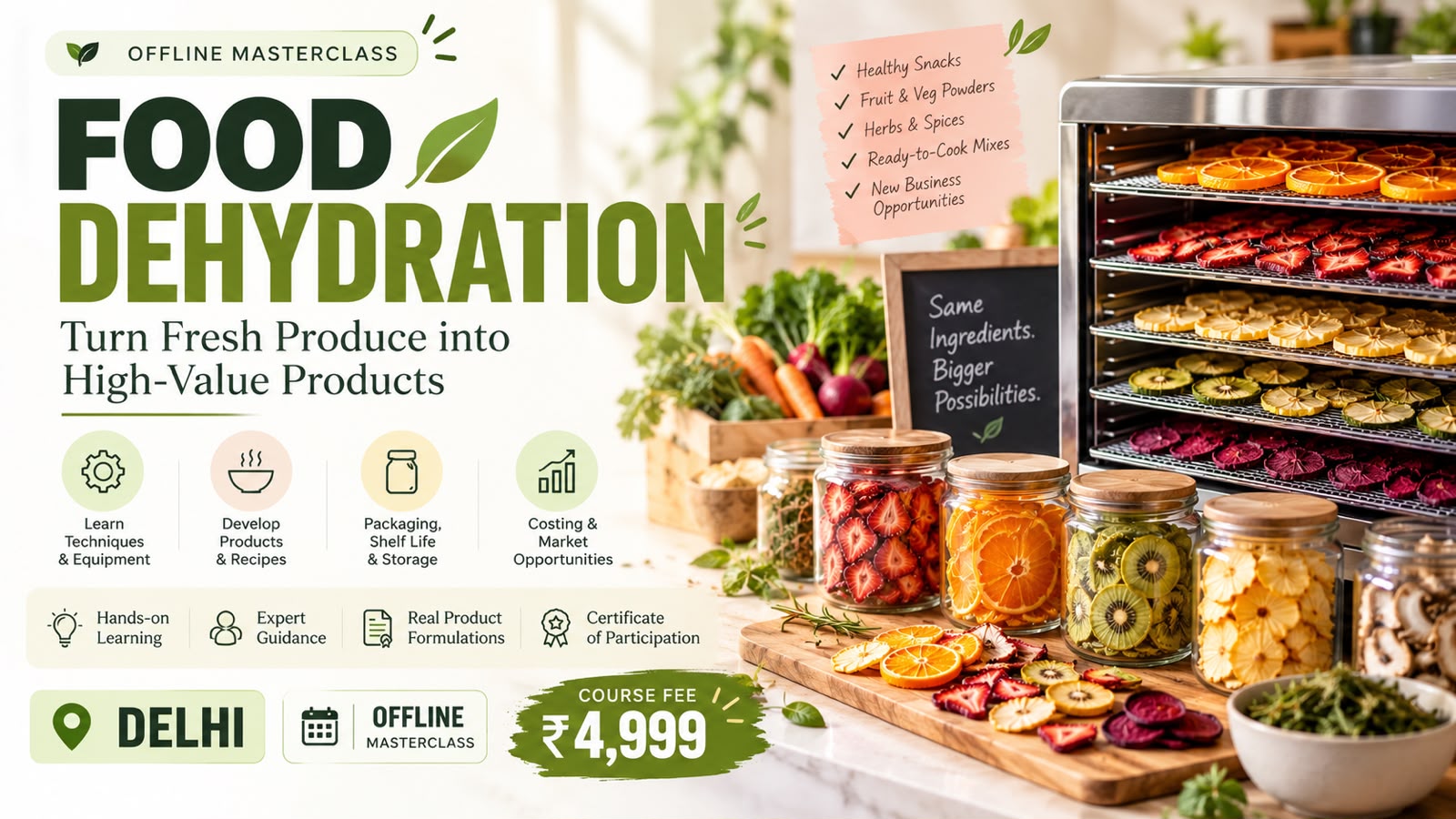 Masterclass on Food Dehydration & Drying Technology (1- Day Offline Program)